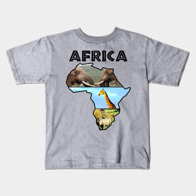 African Wildlife Continent Collage Kids T-Shirt by PathblazerStudios